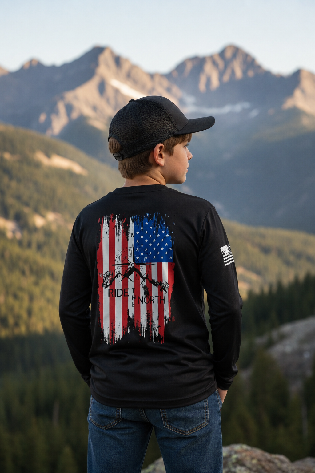 RTN youth flag logo long sleeve shirts