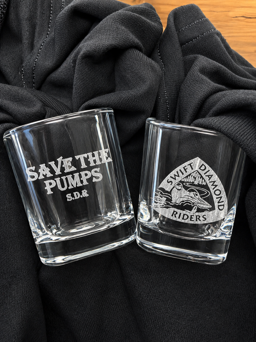 SAVE THE PUMPS shot glass SWIFT DIAMOND RIDERS