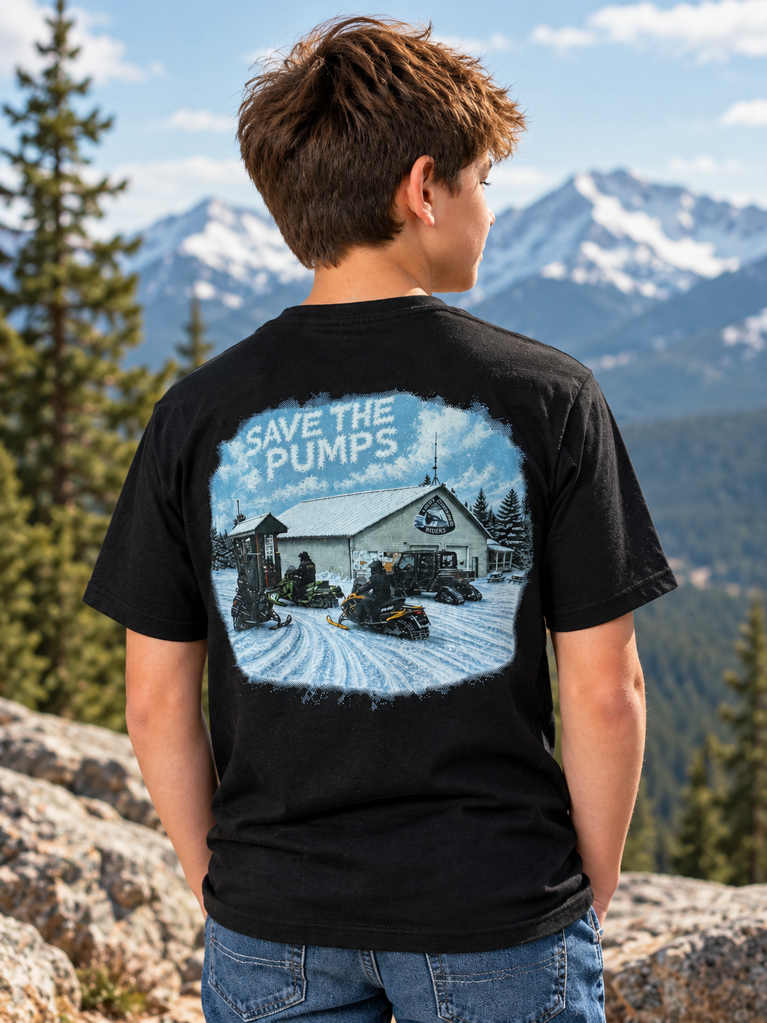 SAVE THE PUMPS youth t-shirt SWIFT DIAMOND RIDERS SNOWMOBILE CLUB