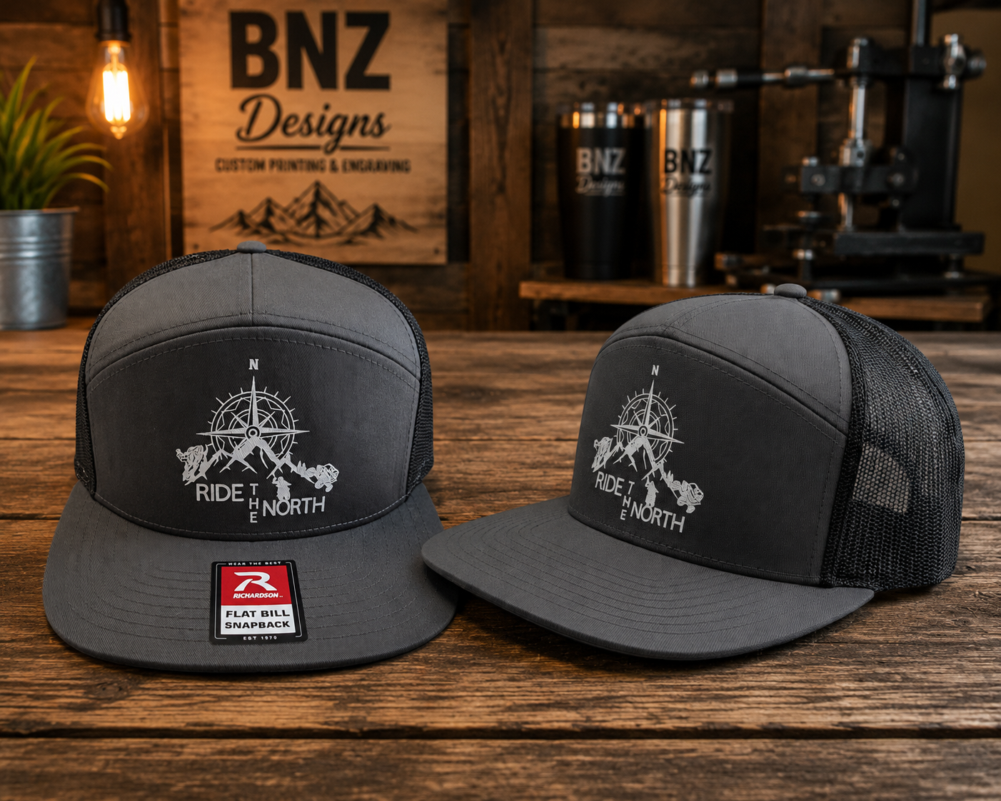 RIDE THE NORTH Richardson flat bill snapback