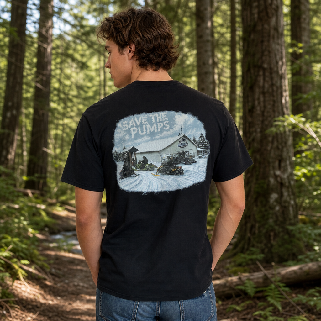 SAVE THE PUMPS adult t-shirt SWIFT DIAMOND RIDERS SNOWMOBILE CLUB