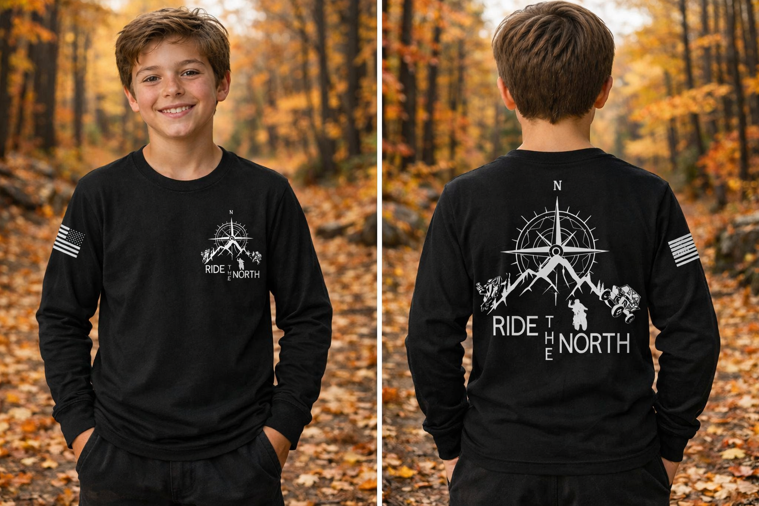 RIDE THE NORTH youth long sleeve shirt