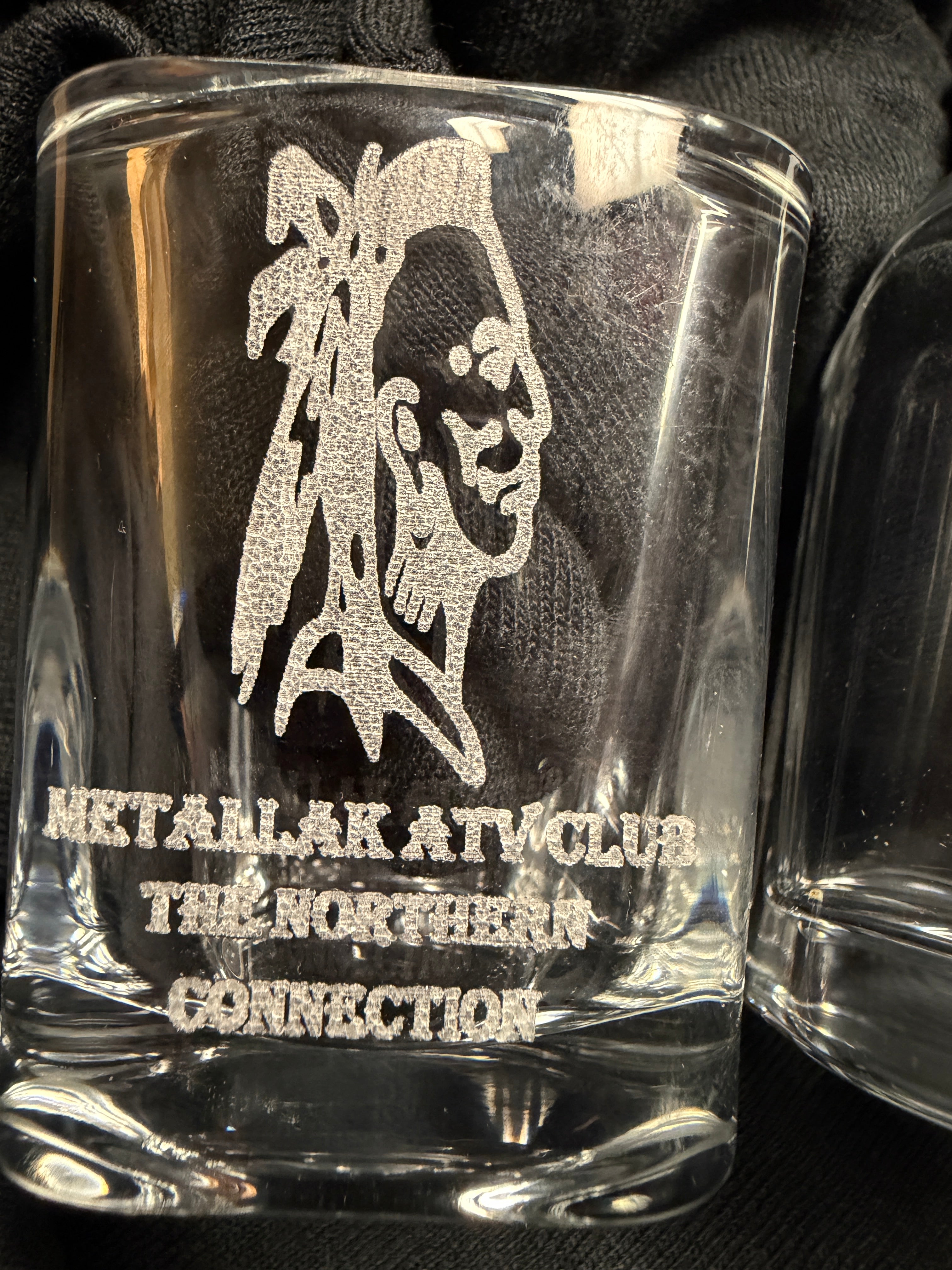 SAVE THE PUMPS shot glass METALLAK ATV CLUUB