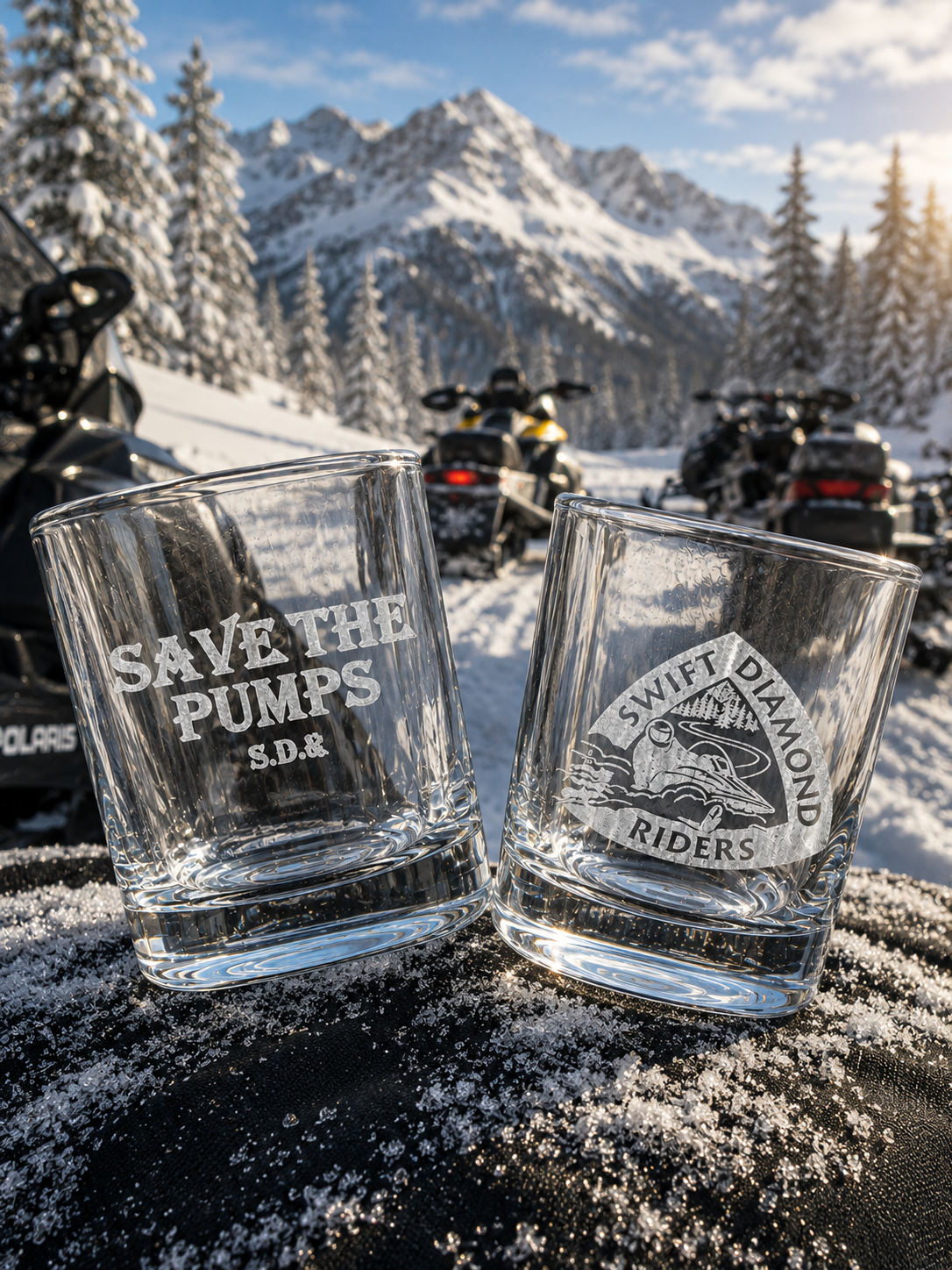 SAVE THE PUMPS shot glass SWIFT DIAMOND RIDERS