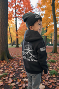 Hoodie with American flag patch on right sleeve