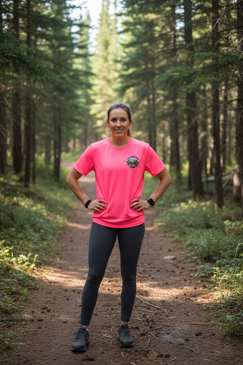 Pink OTR Performance Tee on Model