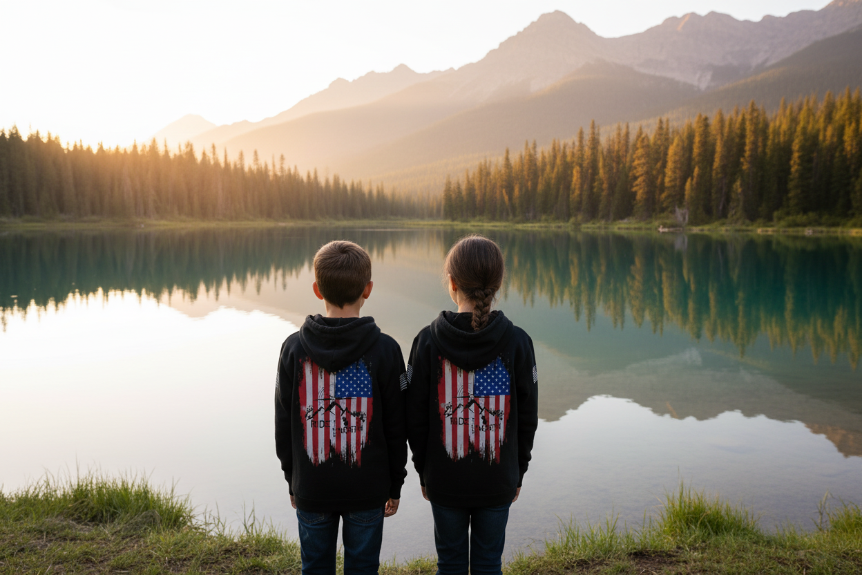 Youth Boy & Girl - Lake Background - RTN Hoodie