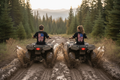 Youth Boy & Girl Riding ATVs - Muddy Off-Road Track