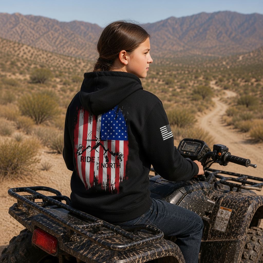 Youth Girl Model - RTN Flag Logo Hoodie